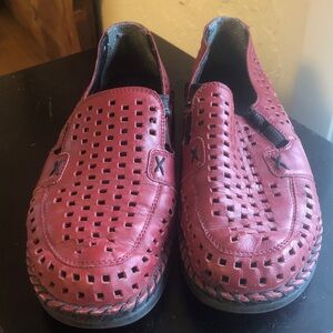 Rieker red cutout leather flats size 37